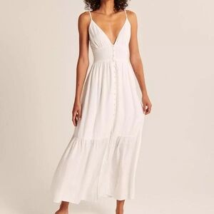 Abercrombie Button-Through Midaxi Dress - White